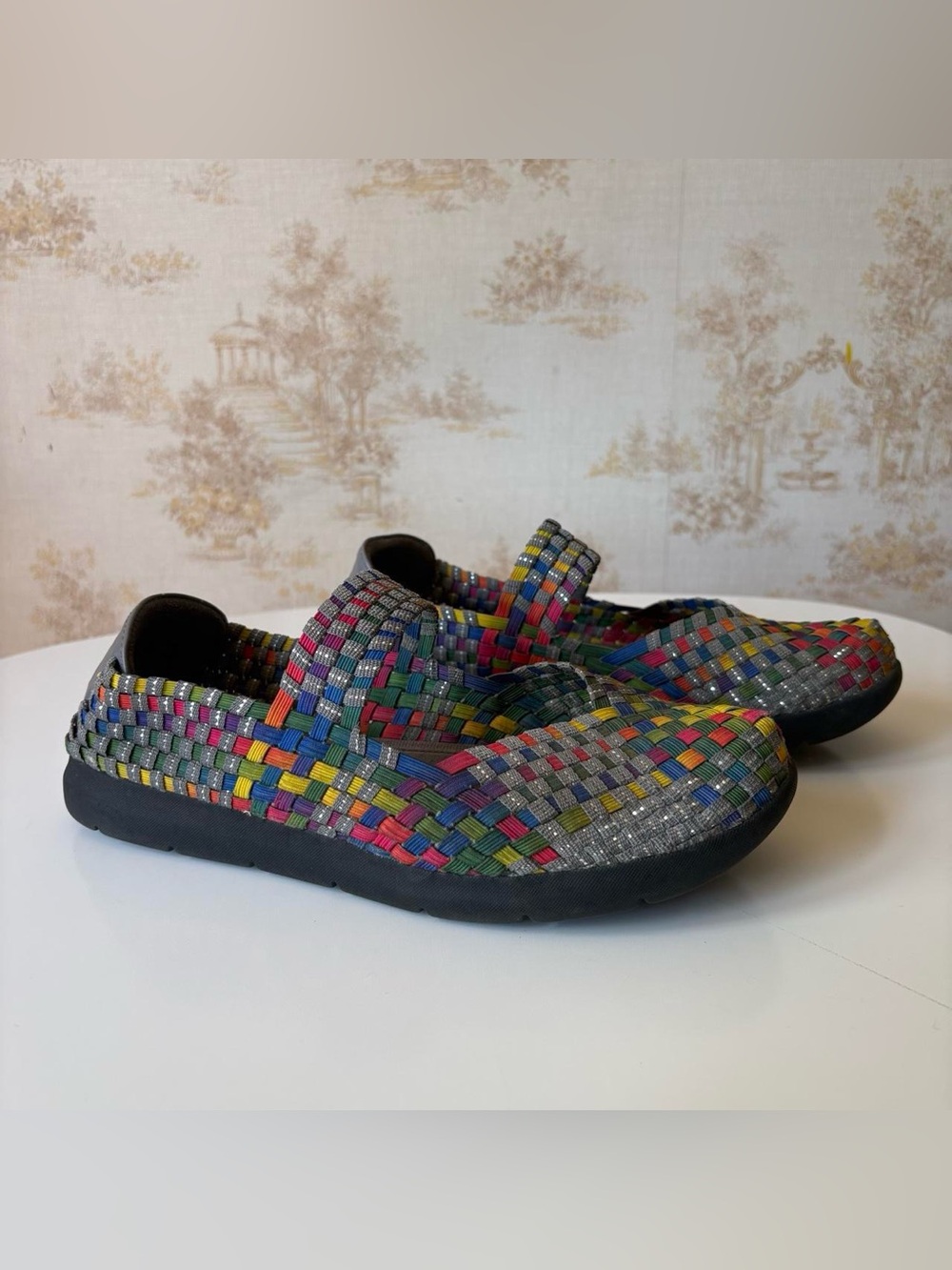 Baretraps Ideena Woven Rainbow Multicolored Mary Jane Flats 7.5 US